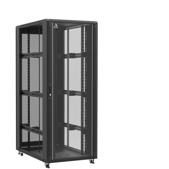 En kit - Baie serveur 42U 800x1200x2060mm (LxPxH) 800kg, Porte avant en verre / Porte arrière nid d'abeille, Sans panneaux latéraux main product photo