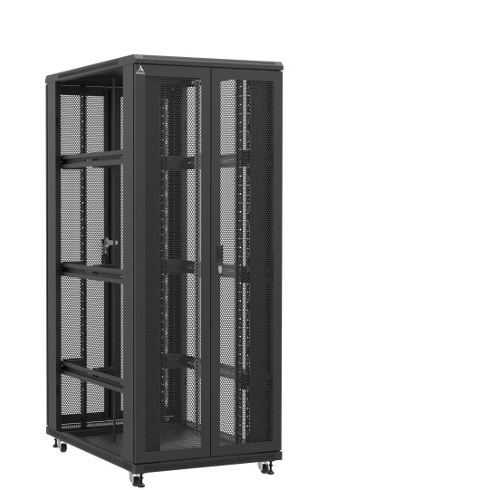 Baie serveur 42U 800x1200x2060mm (LxPxH) 800kg, Porte avant double nid d'abeille / Porte arrière double nid d'abeille, Sans panneaux latéraux main product photo