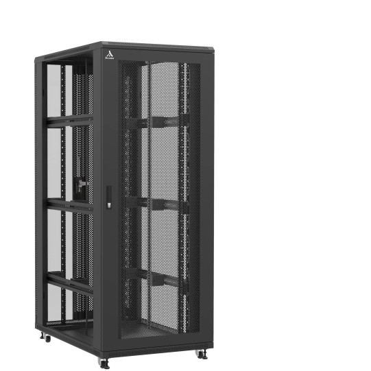 Baie serveur 42U 800x1200x2060mm (LxPxH) 800kg, Porte avant nid d'abeille / Porte arrière en verre double, Sans panneaux latéraux main product photo