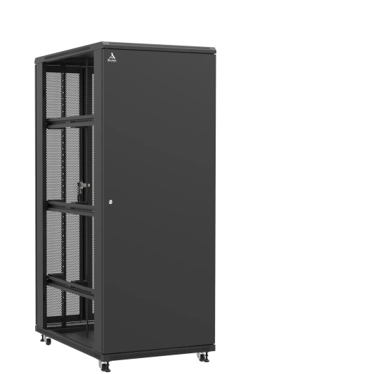 Baie serveur 42U 800x1200x2060mm (LxPxH) 800kg, Porte avant pleine / Porte arrière double nid d'abeille, Sans panneaux latéraux main product photo