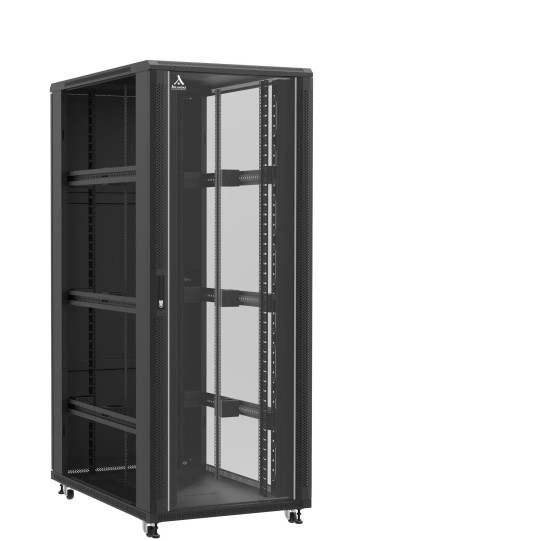 Baie serveur 42U 800x1200x2060mm (LxPxH) 800kg, Porte avant en verre / Porte arrière pleine, Sans panneaux latéraux main product photo