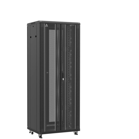 Baie serveur 42U 800x600x2060mm (LxPxH) 800kg, Porte avant en verre double / Porte arrière double nid d'abeille main product photo