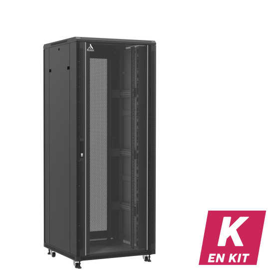 En Kit - Baie serveur 42U 800x800x2060mm (LxPxH) 800kg, Porte avant en verre/Porte arrière nid d'abeille main product photo