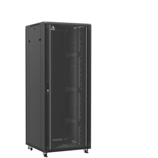 Baie serveur 42U 800x800x2060mm (LxPxH) 800kg, Porte avant en verre / Porte arrière double pleine main product photo