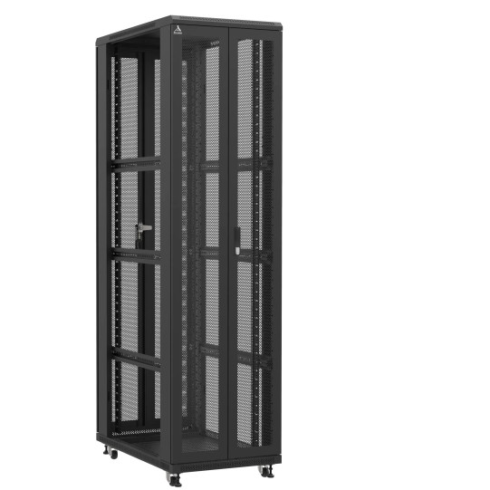 En kit - Baie serveur 47U 600x1000x2283mm (LxPxH) 800kg, Porte avant double nid d'abeille / Porte arrière double nid d'abeille, Sans panneaux latéraux main product photo