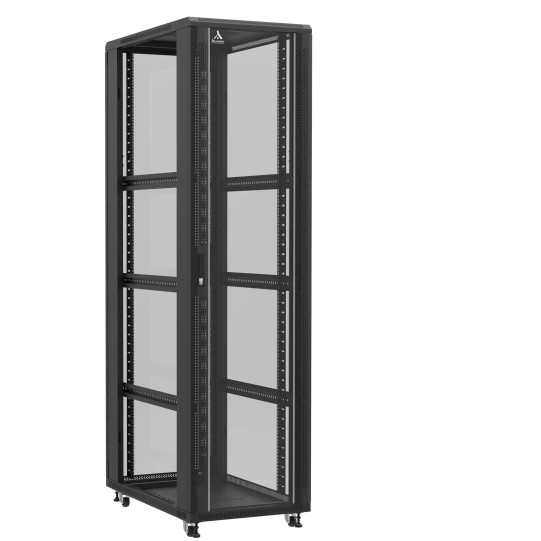 En kit - Baie serveur 47U 600x1000x2283mm (LxPxH) 800kg, Porte avant et arrière en verre, Sans panneaux latéraux main product photo