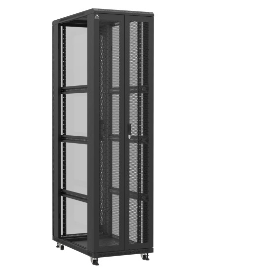 Baie serveur 47U 600x1000x2283mm (LxPxH) 800kg, Porte avant double nid d'abeille / Porte arrière en verre, Sans panneaux latéraux main product photo