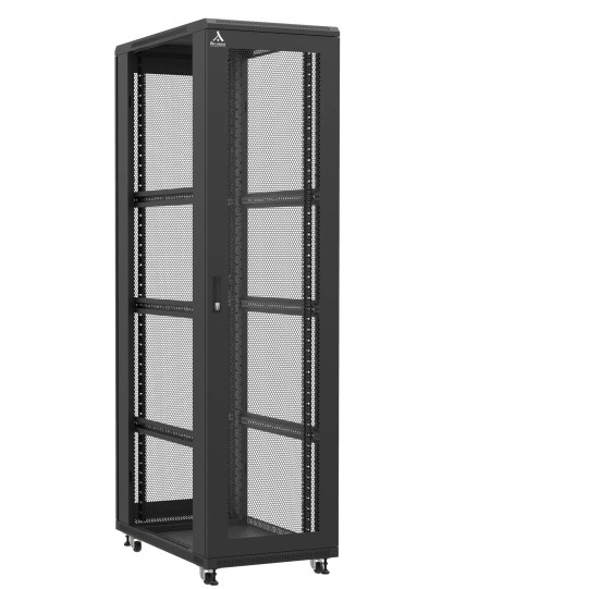 Baie serveur 47U 600x1000x2283mm (LxPxH) 800kg, Porte avant et arrière nid d'abeille, Sans panneaux latéraux main product photo