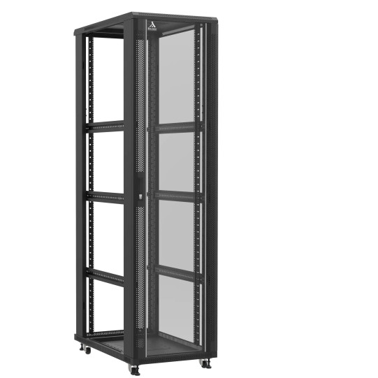 Baie serveur 47U 600x1000x2283mm (LxPxH) 800kg, Porte avant en verre / Sans porte arrière, Sans panneaux latéraux main product photo