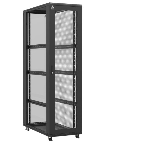 En kit - Baie serveur 47U 600x1200x2283mm (LxPxH) 800kg, Porte avant nid d'abeille / Porte arrière en verre, Sans panneaux latéraux main product photo