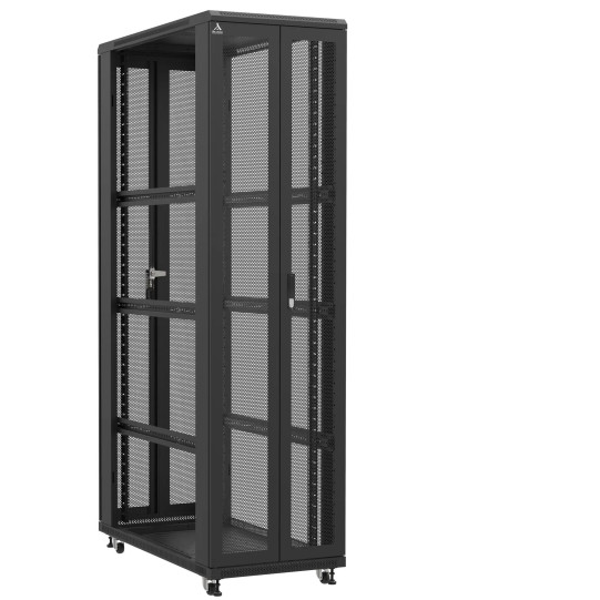 Baie serveur 47U 600x1200x2283mm (LxPxH) 800kg, Porte avant double nid d'abeille / Porte arrière double nid d'abeille, Sans panneaux latéraux main product photo