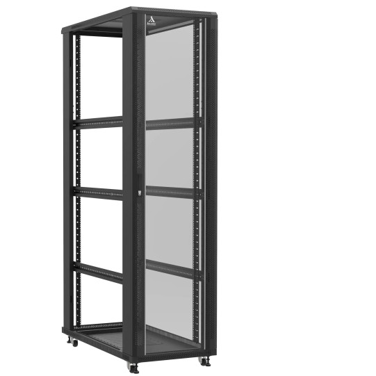 Baie serveur 47U 600x1200x2283mm (LxPxH) 800kg, Porte avant en verre / Sans porte arrière, Sans panneaux latéraux main product photo