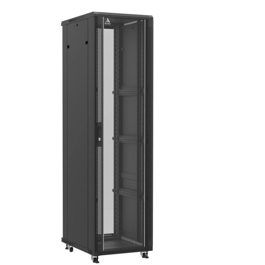 En kit - Baie serveur 47U 600x800x2283mm (LxPxH) 800kg, Porte avant en verre / Sans porte arrière main product photo