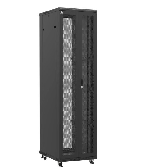 Baie serveur 47U 600x800x2283mm (LxPxH) 800kg, Porte avant double nid d'abeille / Sans porte arrière main product photo