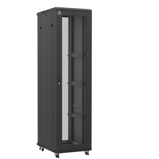 Baie serveur 47U 600x800x2283mm (LxPxH) 800kg, Porte avant nid d'abeille / Sans porte arrière main product photo