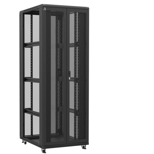 En kit - Baie serveur 47U 800x100x2283mm (LxPxH) 800kg, Porte avant double nid d'abeille / Porte arrière en verre, Sans panneaux latéraux main product photo