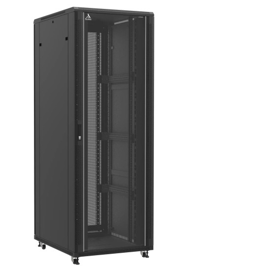 En kit - Baie serveur 47U 800x100x2283mm (LxPxH) 800kg, Porte avant en verre / Porte arrière double nid d'abeille main product photo