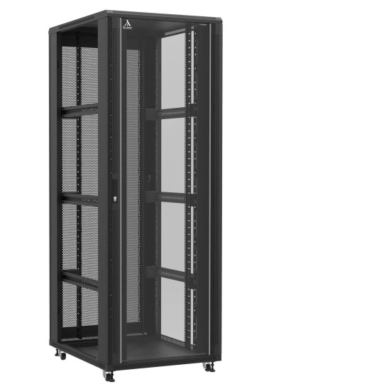 En kit - Baie serveur 47U 800x100x2283mm (LxPxH) 800kg, Porte avant en verre / Porte arrière nid d'abeille, Sans panneaux latéraux main product photo
