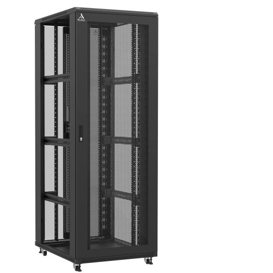 Baie serveur 47U 800x100x2283mm (LxPxH) 800kg, Porte avant nid d'abeille / Porte arrière en verre double, Sans panneaux latéraux main product photo