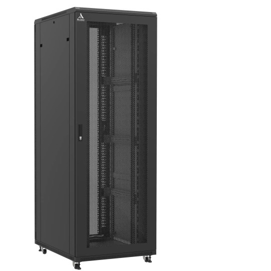 Baie serveur 47U 800x100x2283mm (LxPxH) 800kg, Porte avant nid d'abeille / Porte arrière en verre main product photo