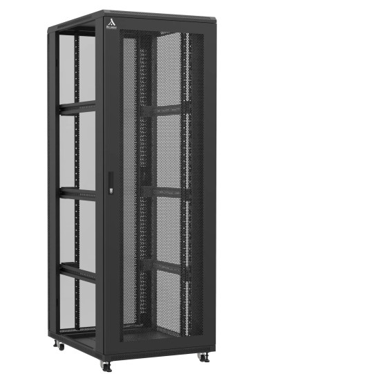 Baie serveur 47U 800x100x2283mm (LxPxH) 800kg, Porte avant nid d'abeille / Porte arrière en verre, Sans panneaux latéraux main product photo