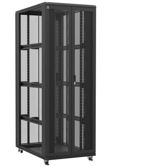 En kit - Baie serveur 47U 800x1200x2283mm (LxPxH) 800kg, Porte avant double nid d'abeille / Porte arrière en verre, Sans panneaux latéraux main product photo