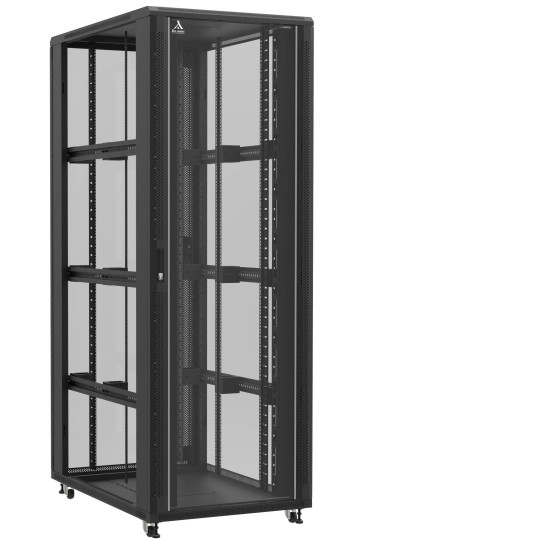 Baie serveur 47U 800x1200x2283mm (LxPxH) 800kg, Porte avant et arrière en verre, Sans panneaux latéraux main product photo