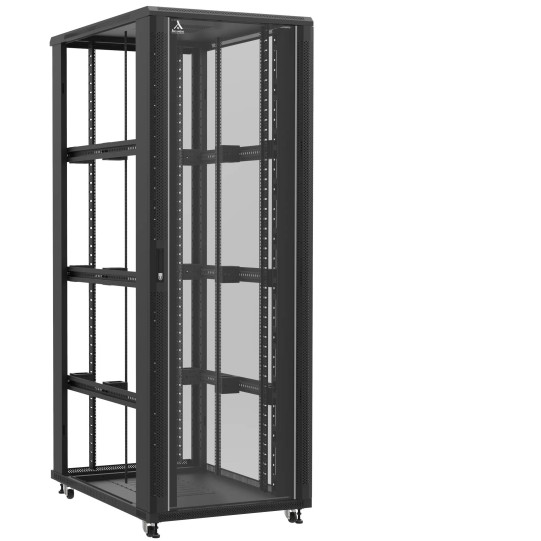 Baie serveur 47U 800x1200x2283mm (LxPxH) 800kg, Porte avant en verre / Sans porte arrière, Sans panneaux latéraux main product photo