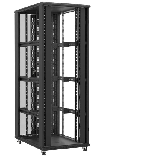 Baie serveur 47U 800x1200x2283mm (LxPxH) 800kg, Sans porte avant / Porte arrière en verre double, Sans panneaux latéraux main product photo