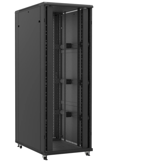 Baie serveur 47U 800x1200x2283mm (LxPxH) 800kg, Sans porte avant / Porte arrière nid d'abeille main product photo