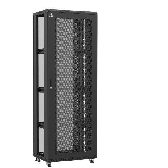 Baie serveur 47U 800x600x2283mm (LxPxH) 800kg, Porte avant nid d'abeille / Porte arrière en verre, Sans panneaux latéraux main product photo