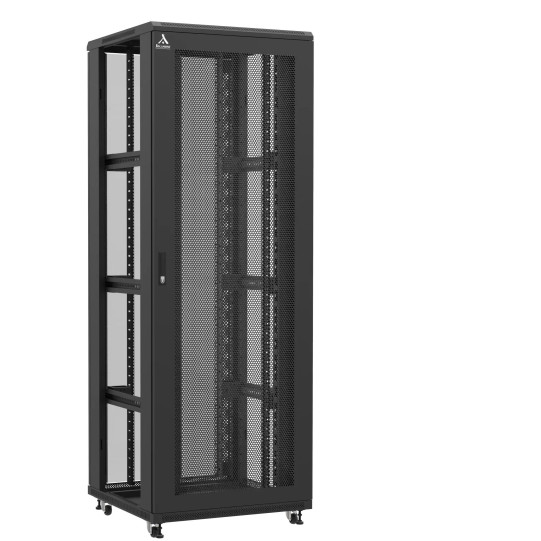 Baie serveur 47U 800x800x2283mm (LxPxH) 800kg, Porte avant nid d'abeille / Porte arrière en verre double, Sans panneaux latéraux main product photo