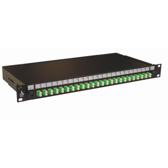 Tiroir optique 19'' avec 24 LC APC duplex monomode vert/ kit management main product photo