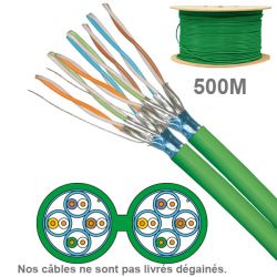 Câble réseau cuivre en touret CAT6A FFTP LS0H 10 GBit 100OHMS AWG23 Platine Réseaux, Paires : 2x4, Longueur : 500m
