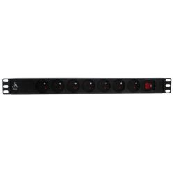 Multiprise rackable 19 pouces PDU 1U, 6 prises FR avec disjoncteur 16A et  différentiel 30mA