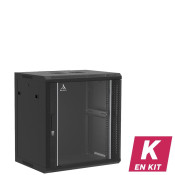 Coffret mural 12U en kit, Porte en verre, 600X450X635 LxPxH (mm)