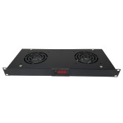 12840 - UNITE DE 2 VENTILATEURS AVEC THERMOSTAT 1U PROF 20CM -