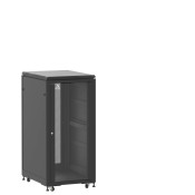 En kit - Baie 24U 600x800mm, porte avant : Simple Verre, porte arrière : Simple Nid d'Abeille, avec panneaux latéraux