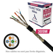 Câble réseau Cat6A SFTP LSZH résistant UV AWG26 305m Socamont