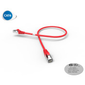 2025R - Cordon RJ45 cat 6 surmoulé FUTP 100 Ohms LSOH, 0,5m, rouge