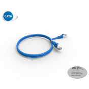 CORDON RJ45 CAT6 FUTP 100OHMS LSOH SURMOULE BLEU LG 1M