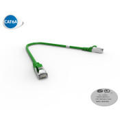 Cordon RJ45 cat 6a SFTP 100 Ohms LSOH, vert, 0,3m