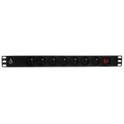 71142 - Multiprise rackable 19 pouces PDU 1U, 7 prises FR, entrée C14, avec interrupteur à voyant lumineux - Socamont