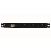 BANDEAU 19'' 1U 6 PRISES + DISJONCTEUR 16 A AVEC DIFFERENTIEL 30MA