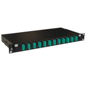 88602 - Tiroir optique 19'' avec 12 SC duplex multimode OM3 50/125 OM4 50/125 aqua / kit management
