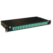 88609 - Tiroir optique 19'' avec 24 LC quad multimode OM3 50/125 OM4 50/125 aqua / kit management